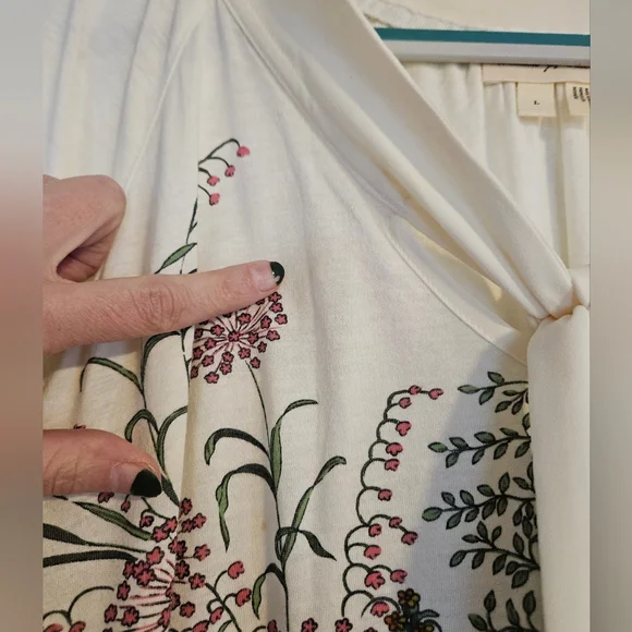 Anthro Meadow Rue Montmagny Floral Print Tie Neck Top - Picture 6 of 9